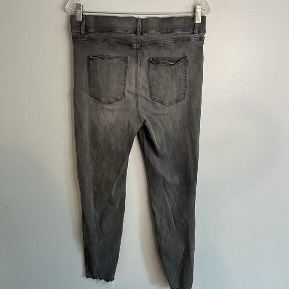Spanx Womens Pull On Jeans Distressed Raw Hem Gray Sz XL Denim Charcoal - Picture 11 of 13